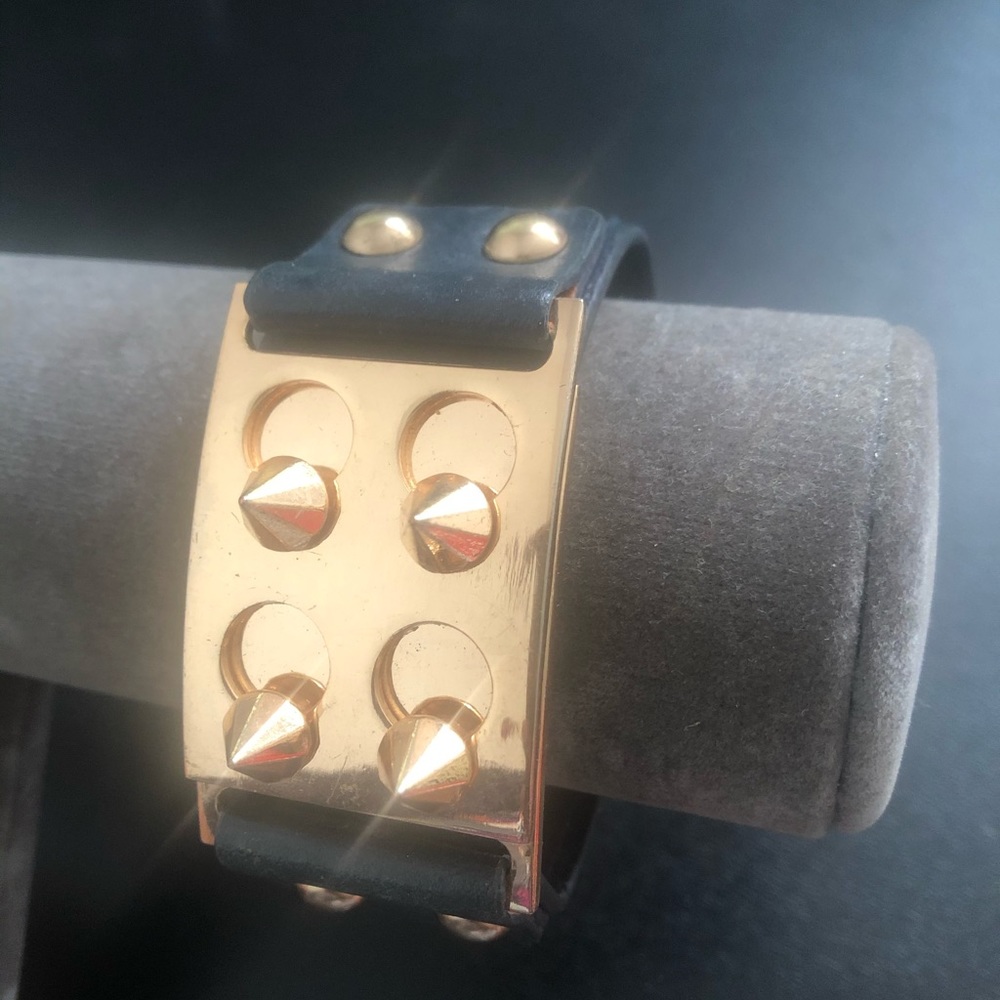2 for $10 Faux-Leather spiked snap bracelet